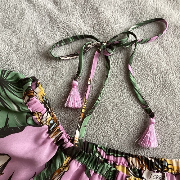 J. Crew Factory Island Floral Printed Tie Cold Shoulder Resort Top Blouse Sz 2 - Picture 6 of 13